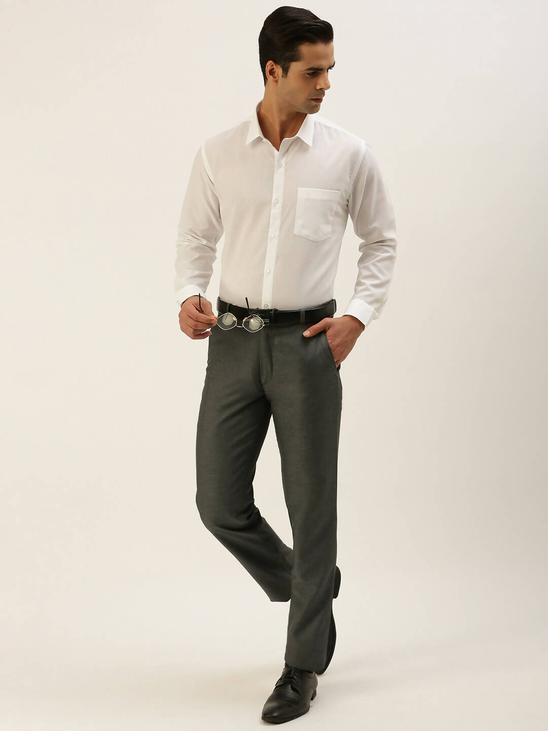 Ramraj Cotton Mens Full Sleeve Formal Poly Cotton White Shirt