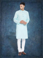 Even Apparels Men's Pure Cotton Blue Kurta