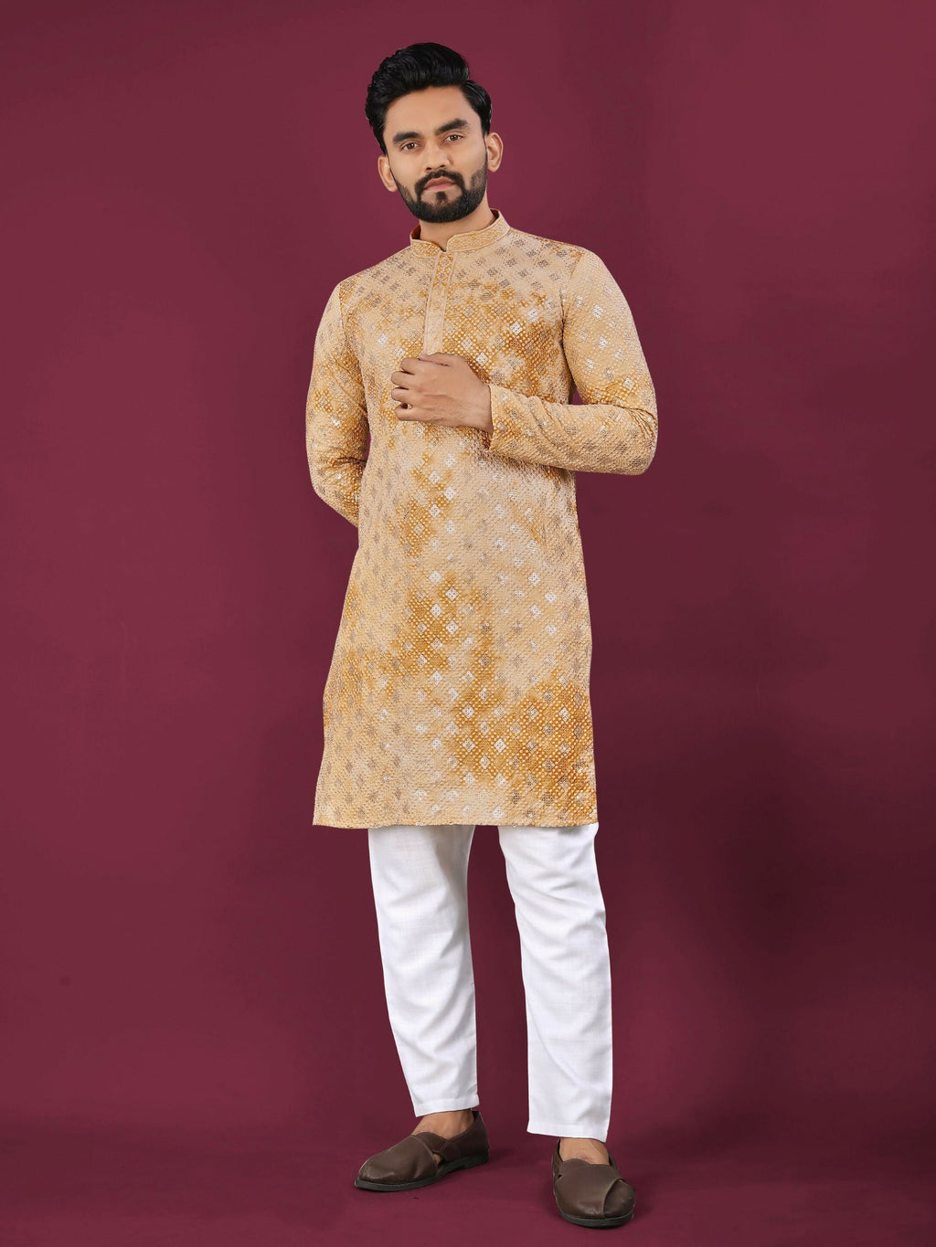 Anaita Yellow Chikankari Work Viscose Rayon Straight Kurta