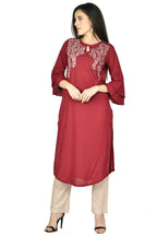 Joban Fashion Wine Cotton Rayon Kurta Set