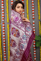 Jyoti Fashion Women's Wine Banarasi Silk Zari Woven Saree with Blouse