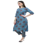 Lagi Women's Turquoise Blue Printed Straight Kurta & Pant (MC39A)