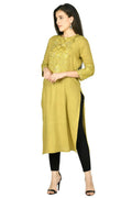 Joban Fashion Mehendi Cotton Rayon Kurta Set