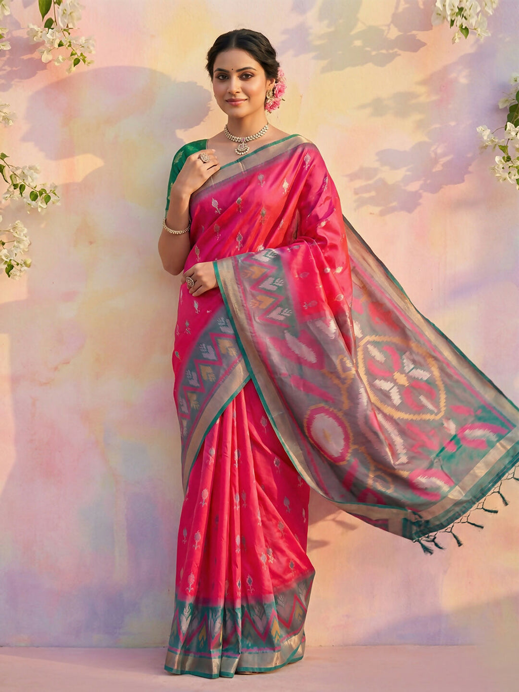 Shree Shyam Fashion Pink Soft Silk Saree - Distacart