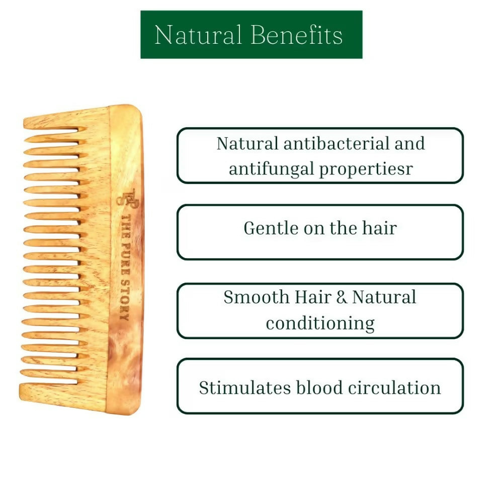 The Pure Story Oil Infused Neem Wood Wide Tooth Comb - Distacart