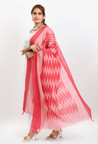 Mominos Fashion Moeza Women's Handloom Cotton Ikkat Pink Dupatta - Distacart