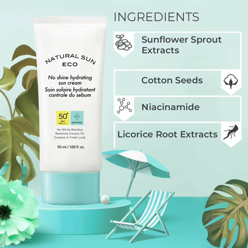 The Face Shop Natural Sun Eco No Shine Hydrating Sun Cream-SPF 50 - Korean Skincare