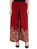 Mominos Fashion Maroon Floral Design Palazzo