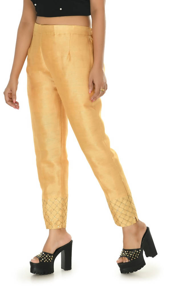 Mominos Fashion Moeza Silk Golden Color Pant