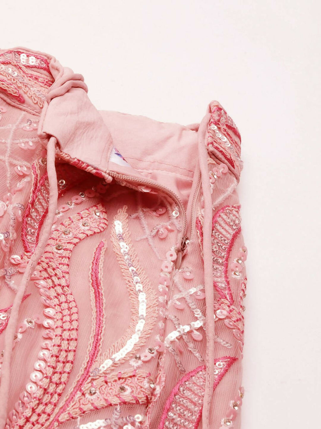House of Panchhi Coral Pink Net Sequins and Zarkan embroidery Lehenga choli & Dupatta