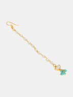 Ruby Raang Semi-Circle Gold Blue Earrings Set With Maang Tikka - Distacart