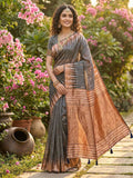 Shree Shyam Fashion Grey Linen Cotton Saree - Distacart