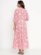 Miravan Women's Cotton Floral Printed Anarkali Kurta