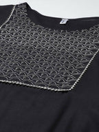 Yufta Women Black Yoke Design Regular Sequinned Kurta with Palazzo & With Dupatta