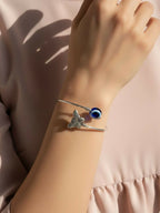 NVR Women Rhodium Plated Evil Eye Kada Bracelet - Distacart
