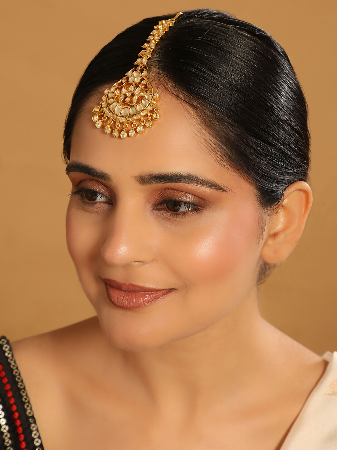 Nuyug 22K Gold-Plated Kundan Studded Maang Tikka Head Jewellery - Distacart