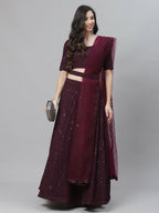 Purple Georgette Thread with Sequins Embroidery Work Lehenga Choli with Dupatta - Jivika