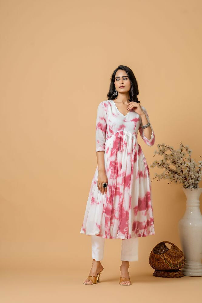 Joban Fashion Magenta Tie & Dye Kurta Pant Set - Distacart