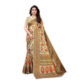 Vamika Printed Jute Silk Brown Saree (Rishika Chiku)