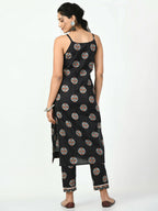 Myshka Women's Black Straight Printed Kurta