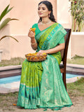 Shree Shyam Fashion Rama Green Pochampally Silk Saree - Distacart
