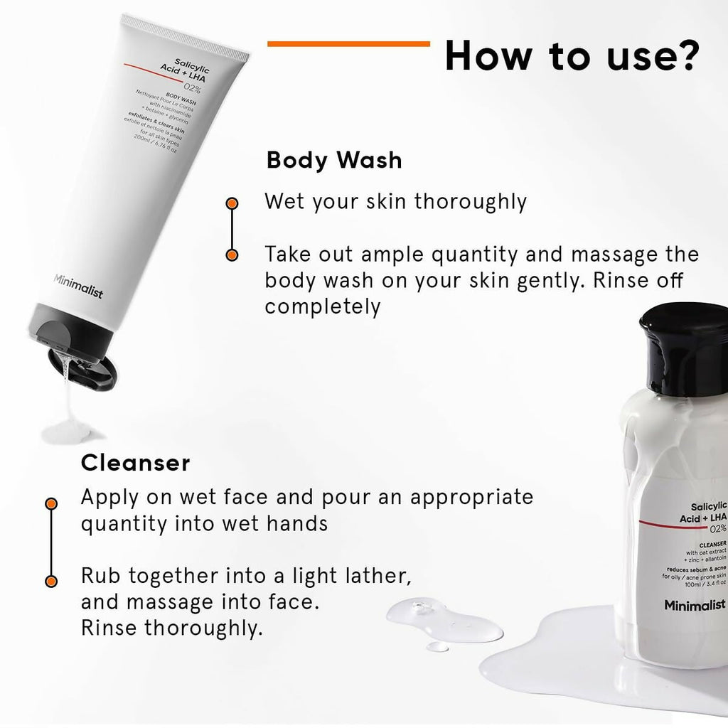 Minimalist Salicylic Acid Face Wash and Body Wash Combo