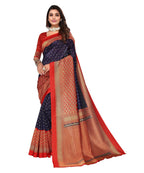 Vamika Navy Blue Printed Art Silk Saree