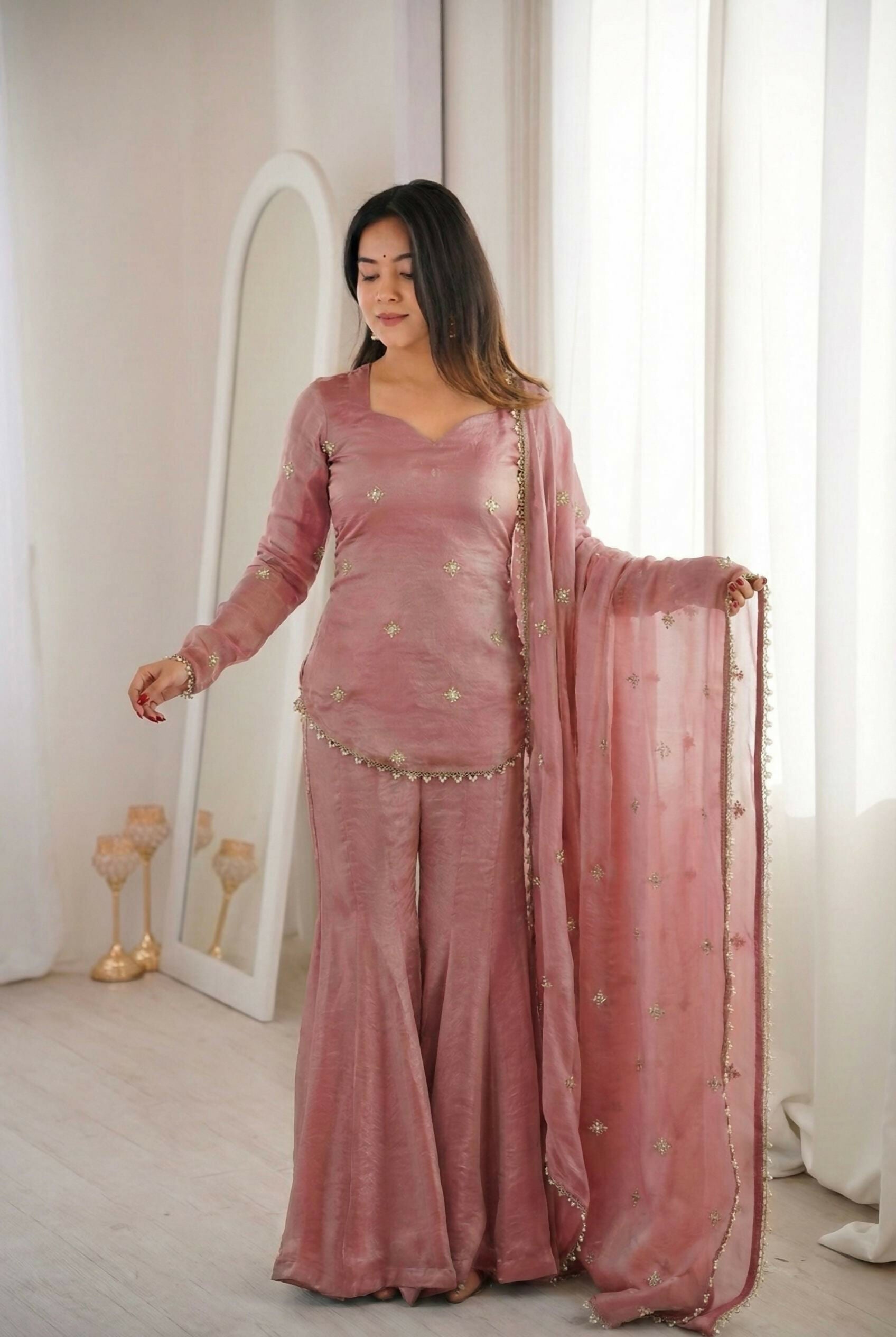 Teeya Creation Peach Fendy Silk Trending Party Wear Salwar Suit - Distacart