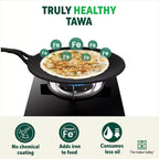 The Indus Valley CASTrong Cast Iron Concave Tawa, Pre-seasoned, Nonstick, 100% Pure, Toxin-free, Spatula, 25.4cm, 1.9kg