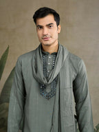 Vastranavya Rust Green Exclusive Viscose Rayon Festival Wear Real Mirror Work Kurta with Dupatta