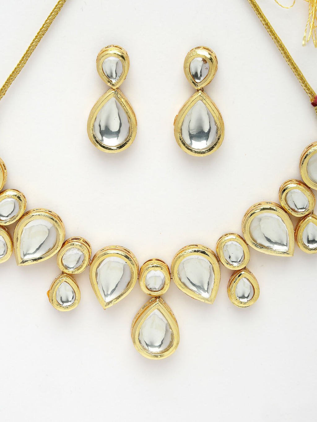 NVR Women's Gold Kundan-Studded Handcrafted Jewellery Set