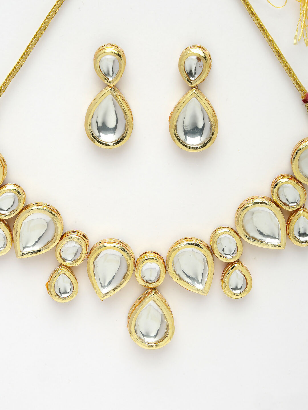 NVR Women's Gold Kundan-Studded Handcrafted Jewellery Set