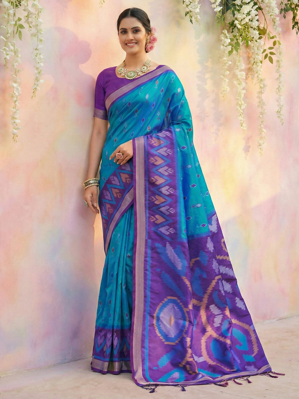 Shree Shyam Fashion Blue Soft Silk Saree - Distacart