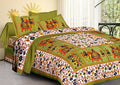 Vamika Printed Cotton Green Bedsheet With Pillow Covers (LEOC_HTHY_G)