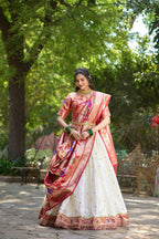 Vastranavya Perfect Classic And Contemporary Fashion Paithani Lehenga Choli - White