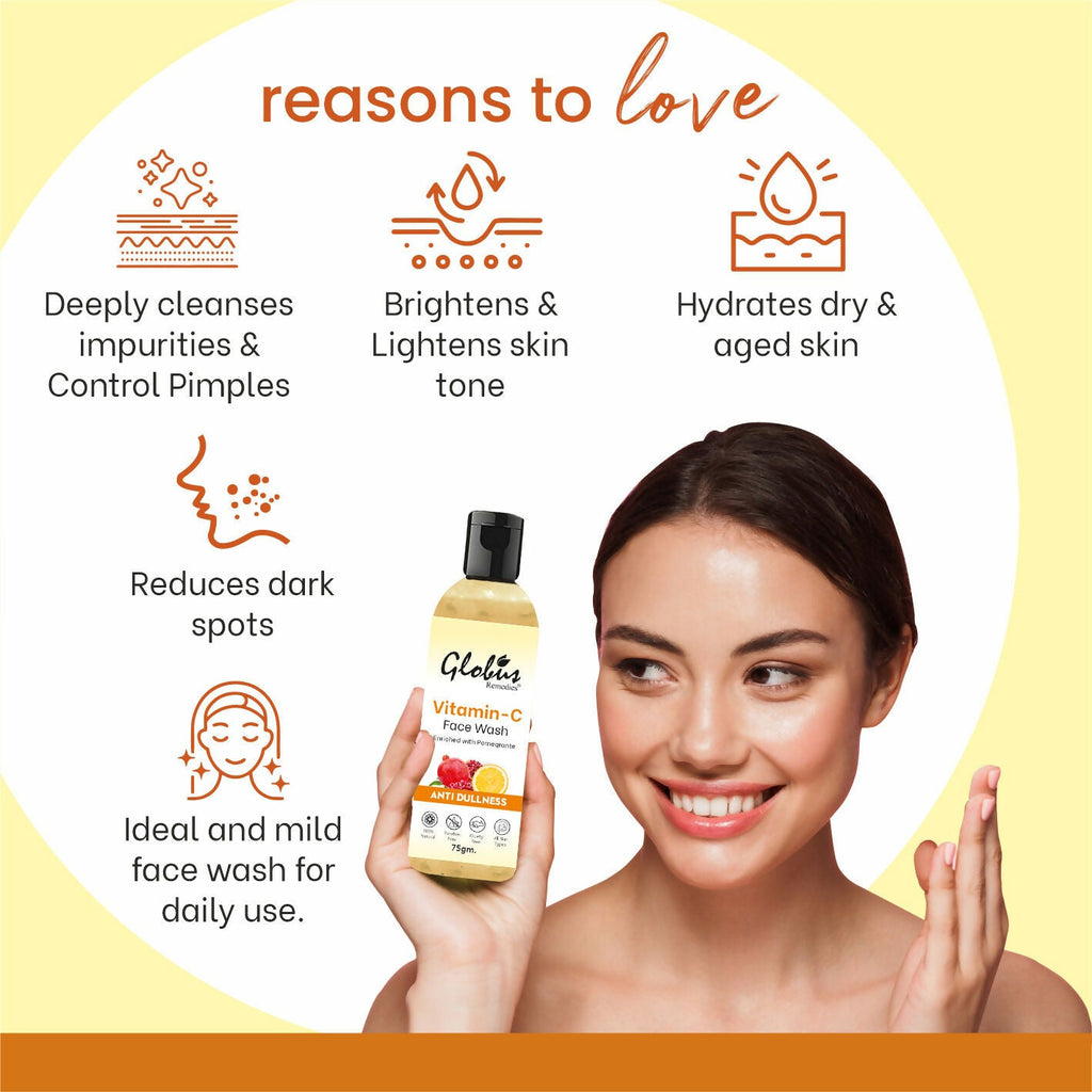 Globus Remedies Anti Ageing Globus Naturals Anti-Ageing Skin Brightening Vitamin C Face Wash - Distacart