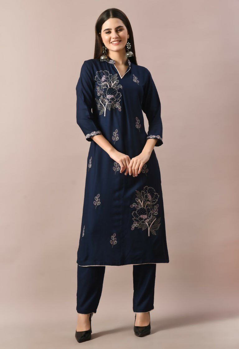 Joban Fashion Navy Cotton Rayon Kurta Set