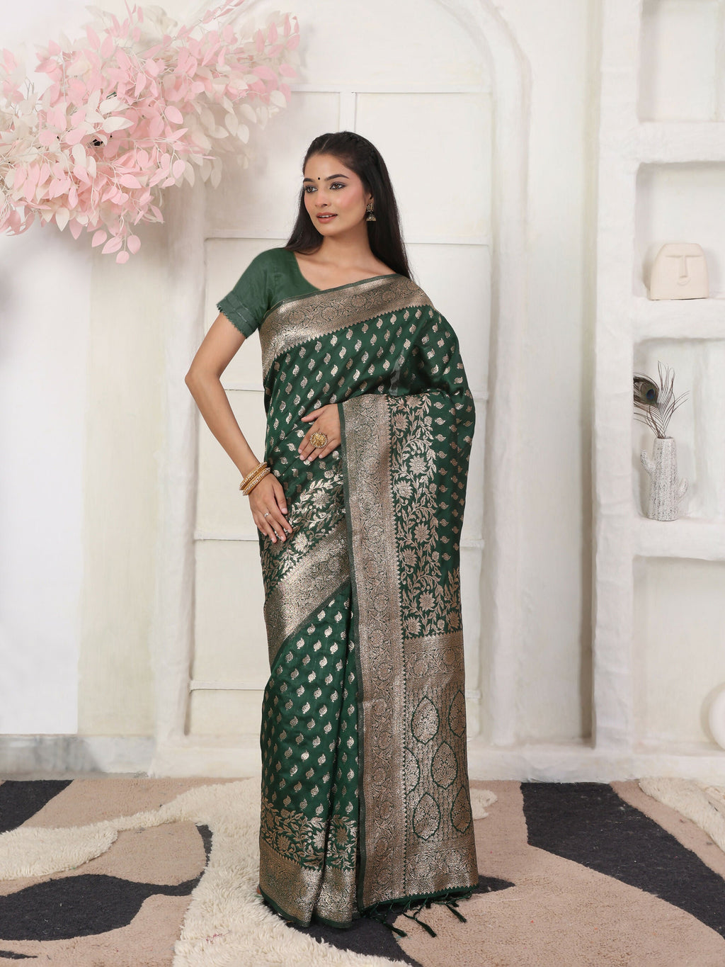 Shree Shyam Fashion Lichi Silk Blue Saree - Distacart