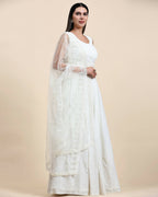 White Pure Viscose Georgette Sequence Embroidery work Lehenga Choli with Dupatta - Aakriti