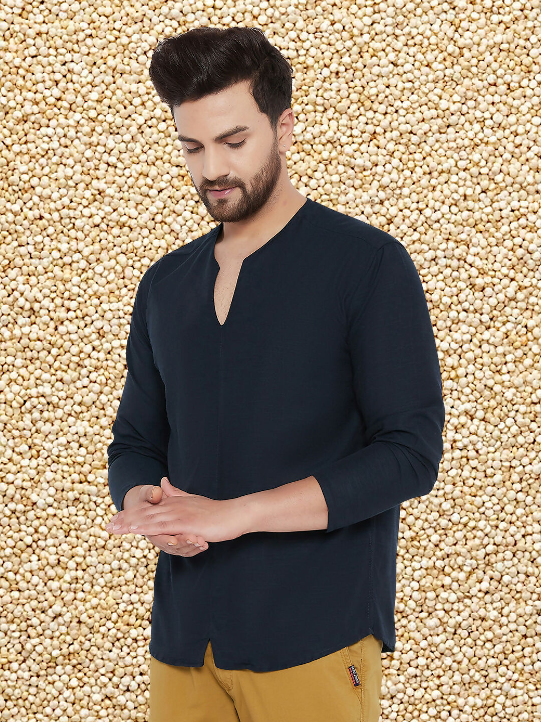 Even Apparels Men's Pure Cotton Blue Kurta