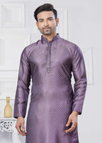 Joban Fashion Men's Jacquard Silk Purple Printed Kurta Pyjama set