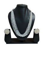 Inhanns Bloom Handmade Beaded Necklace With Earrings - 12 Layers - Ivory