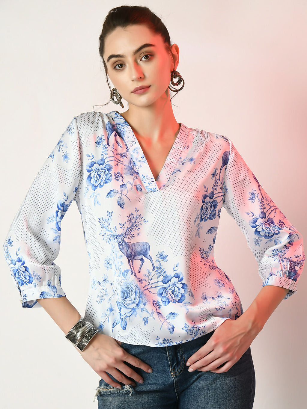 Myshka Women's White Printed Top