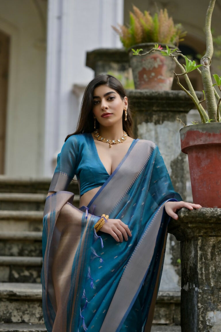 Firozi Kalyani Silk Woven Design Saree - Priyalaxmi