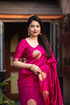 Rani Silk Woven Saree with Unstitched Blouse - Hiral Fashion
