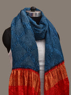Teal and Red Bandhani Kanchipuram Silk Handloom Dupatta with Border Design - Global Threads