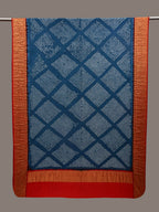 Teal and Red Bandhani Kanchipuram Silk Handloom Dupatta with Border Design - Global Threads