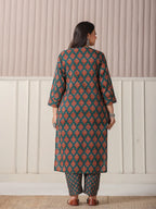 Yufta Teal Green Pure Cotton Sequins-Cutdana Work Kurta Dupatta Pant Set - Distacart