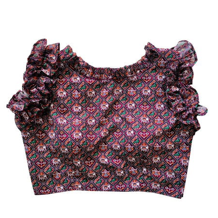Vamika Wine Red Georgette Frill Blouse