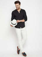 Even Apparels Black Viscose Men's Kurta With Slit Neckline - Distacart